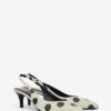 Paldo leren pumps met stippenprint en open hiel