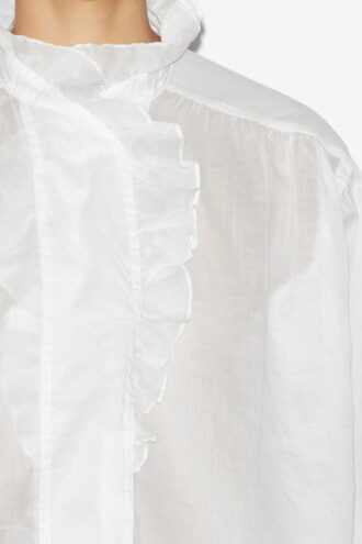 Pamiala Blouse met ruches van effen katoenen voile