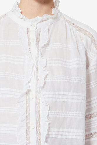 Peline katoenen blouse met bloemenkant