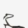 Pilvee pumps met hoge hak en open hiel van kalfsleer met studs