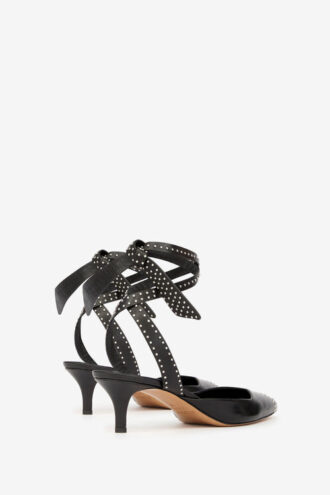 Pilvee pumps met hoge hak en open hiel van kalfsleer met studs