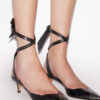 Pilvee pumps met hoge hak en open hiel van kalfsleer met studs