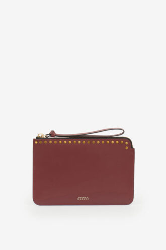 Platte leren clutch