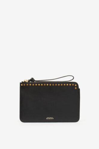 Platte leren clutch