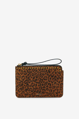 Platte leren clutch