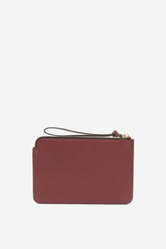 Platte leren clutch