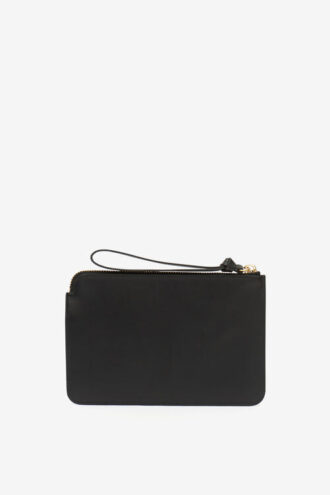Platte leren clutch