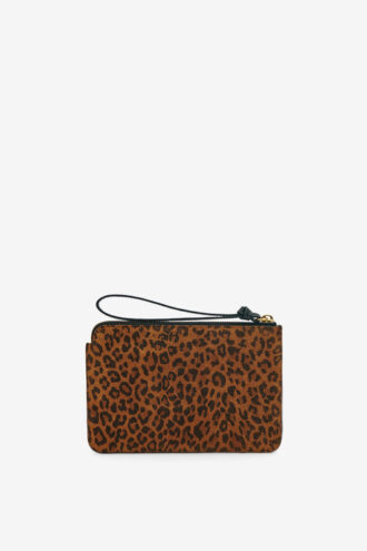 Platte leren clutch