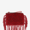 Platte leren clutch met franjes