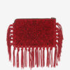 Platte leren clutch met franjes