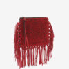 Platte leren clutch met franjes