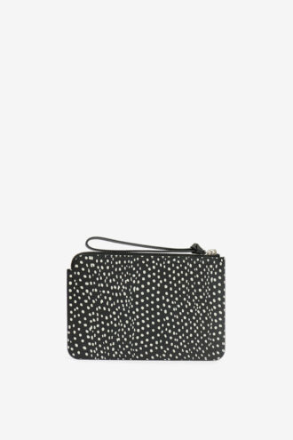 Platte pouch Clutch van bedrukt leer