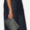 Platte pouch Clutch van bedrukt leer