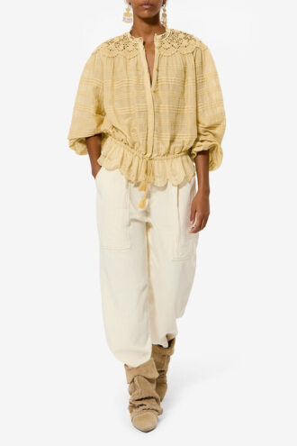 Polly Katoenen blouse met bloemenkant