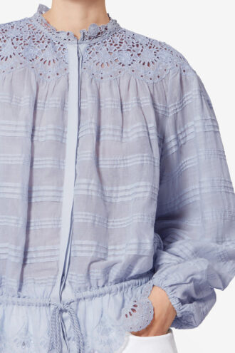 Polly Katoenen blouse met bloemenkant