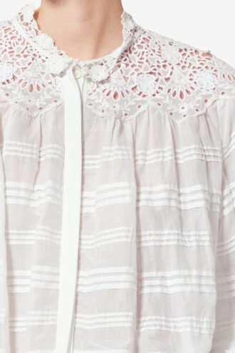 Polly Katoenen blouse met bloemenkant