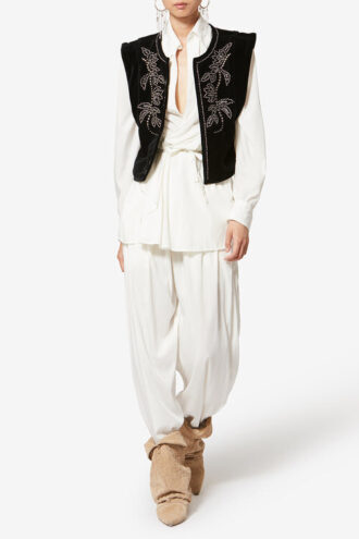 Poppy fluwelen vest met studs