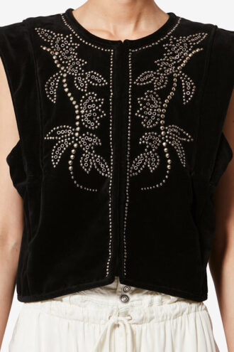 Poppy fluwelen vest met studs