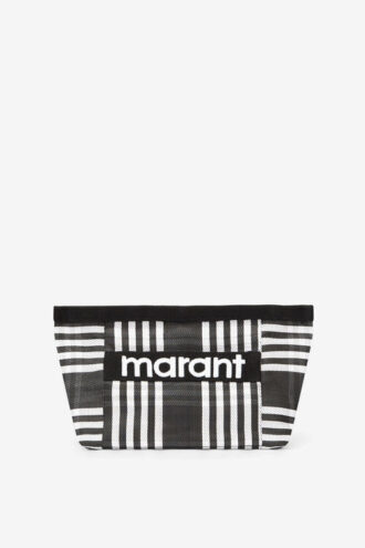 Powden gestreepte nylon clutch