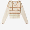 Romera merinowollen trui met capuchon en tweed