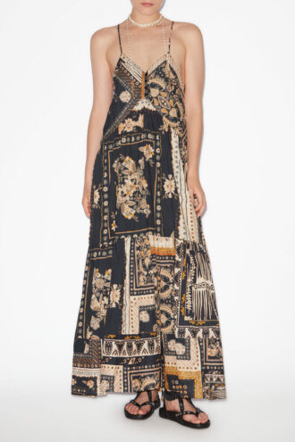 Sabba lange jurk met bandana-print en dunne bandjes