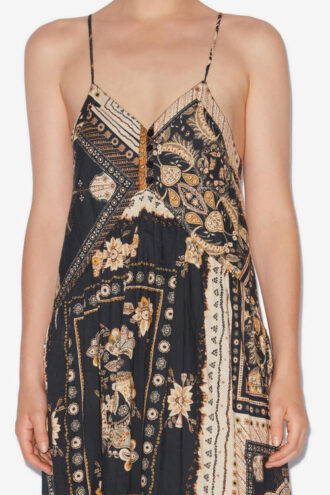 Sabba lange jurk met bandana-print en dunne bandjes
