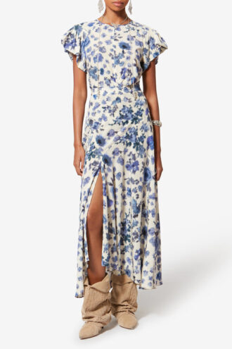 Sakura lange stretch zijden rok met print