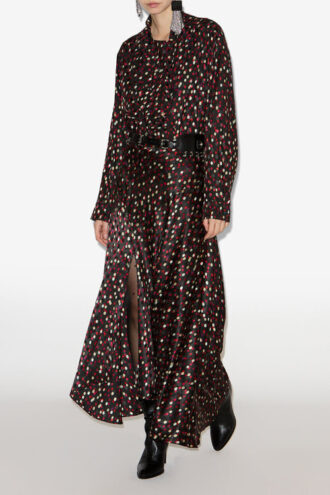Sakura lange zijden rok met print