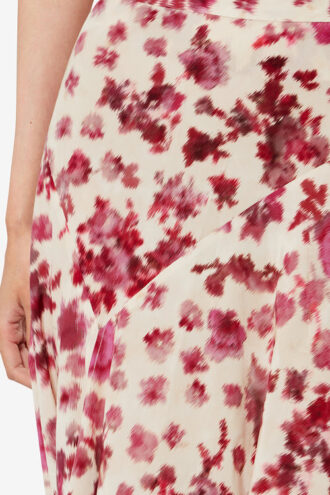 Sakura zijden rok met rozenprint
