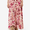 Sakura zijden rok met rozenprint