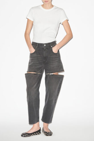 Salia losvallende denim jeans met ritsen