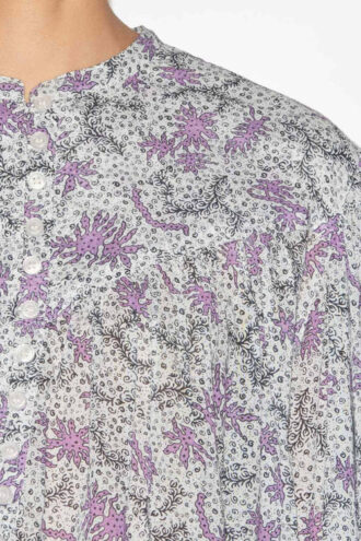 Salika bedrukte en gerimpelde katoenen voile blouse