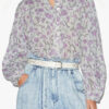 Salika bedrukte en gerimpelde katoenen voile blouse