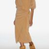Sandrina lange gedrapeerde jersey sweaterjurk