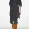 Sandrina lange gedrapeerde jersey sweaterjurk