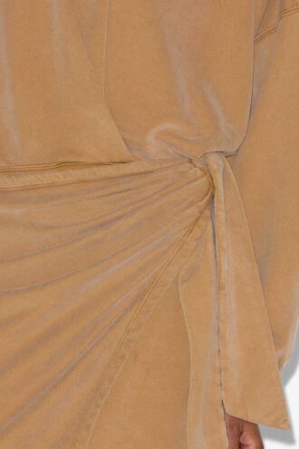Sandrina lange gedrapeerde jersey sweaterjurk