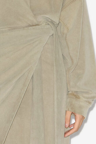 Sandrina lange gedrapeerde jersey sweaterjurk