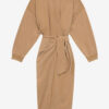 Sandrina lange gedrapeerde jersey sweaterjurk