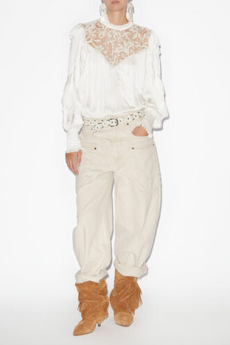 Seila vloeiende blouse met kant en ruches