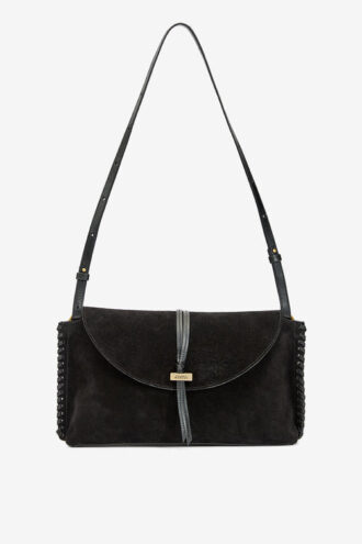 Silao gevlochten suède kalfsleren clutch