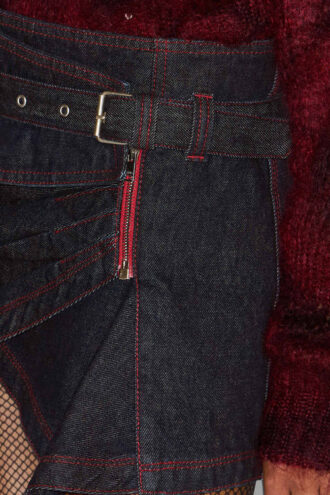 Siyen gedrapeerde denim minirok