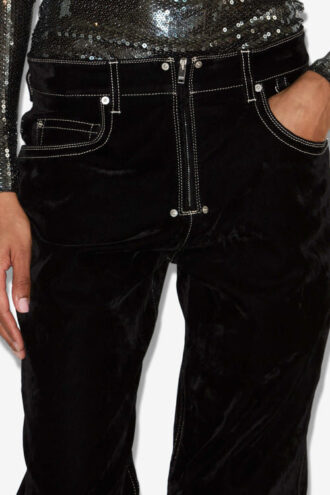 Stelyna denim jeans met wijde pijpen in fluweelstijl