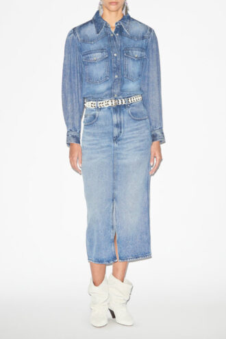 Tilauria midi-rok in fijne denim