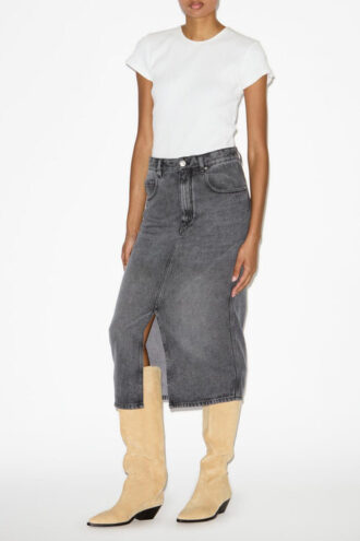 Tilauria midi-rok in fijne denim