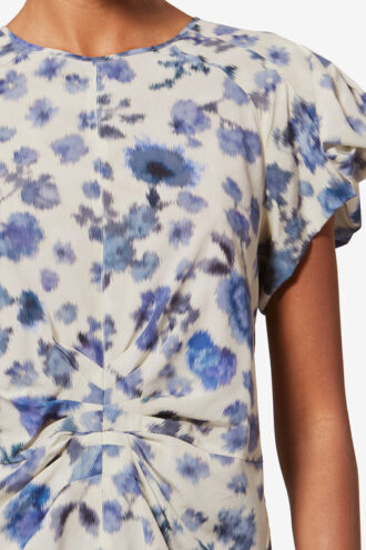 Tullya gedrapeerde stretch zijden top met print