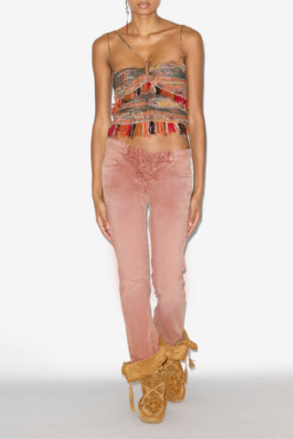 Vanel Denim jeans met vetersluiting