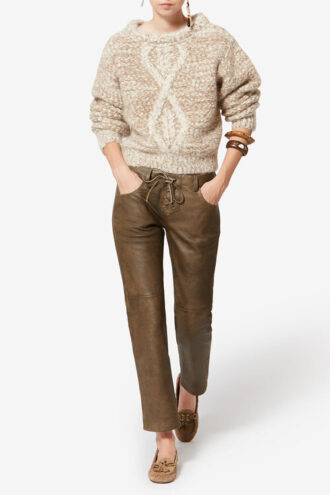 Vanel Glanzende lamsleren broek