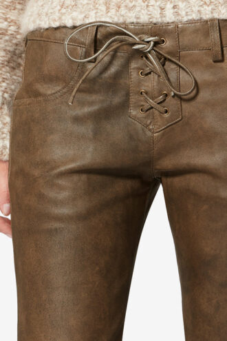 Vanel Glanzende lamsleren broek