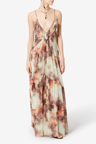 Vasmila Lange katoenen voile jurk met print