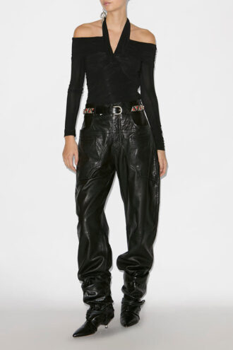 Vonda gedrapeerde top in effen jersey